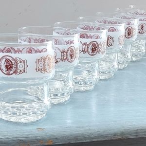 Vintage Copper Coin Rocks Glasses Libbey